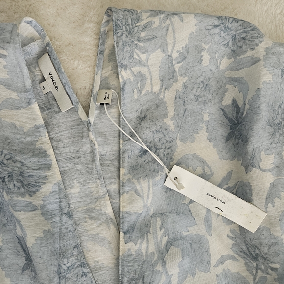 NWT Vince Blue White Dahlia Dress Size XS Cottagecore Bohemian Feminine Floral - Picture 5 of 9